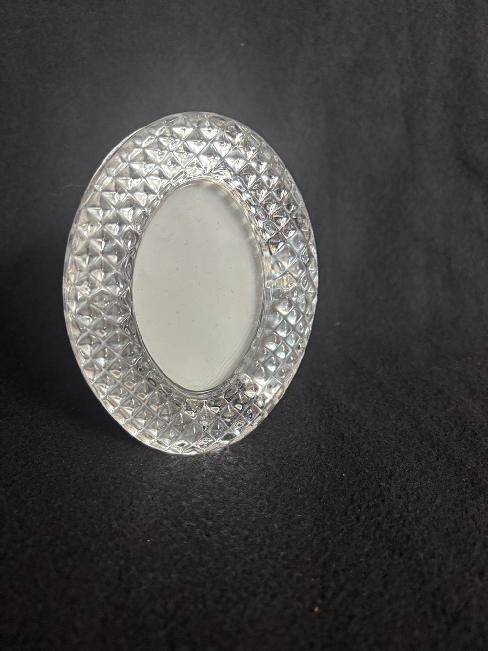 Vintage cut clear glass picture frame for small photos